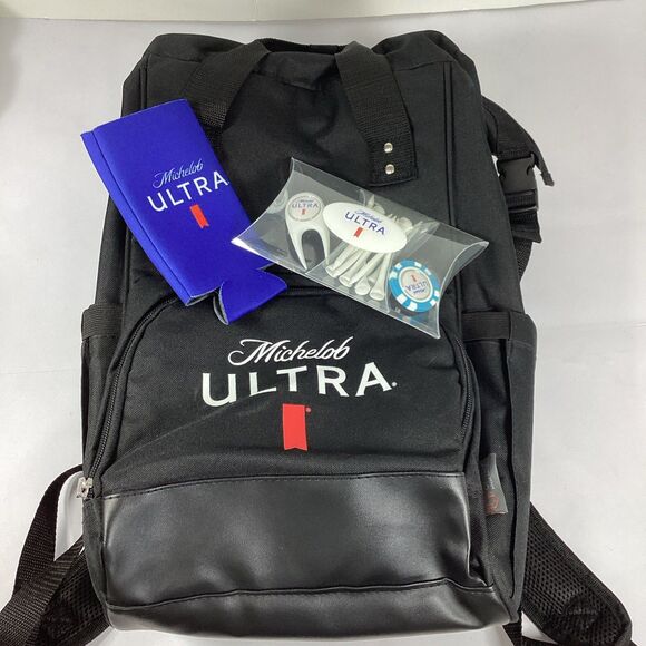 Oniva Michelob Ultra Backpack Cooler Insulated Bottle Opener Golf Set Can Coozie - Picture 1 of 16